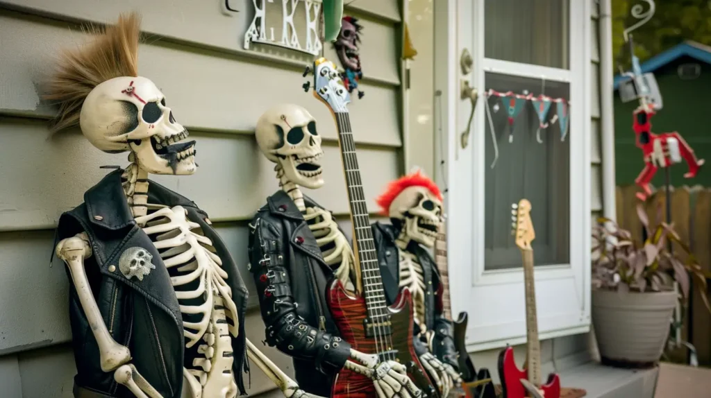 a few skeletons with mohawks, in leather jackets, smashing electric guitars on your porch