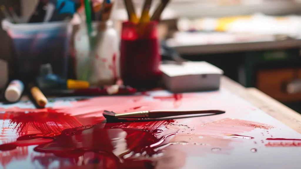 red liquid on the desk