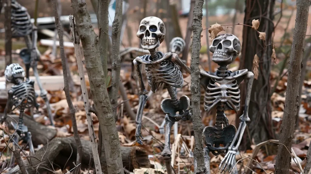 skeletons would appear to be playing in the forest, climbing trees and burrowing through piles of fallen leaves, adding so much life to your yard